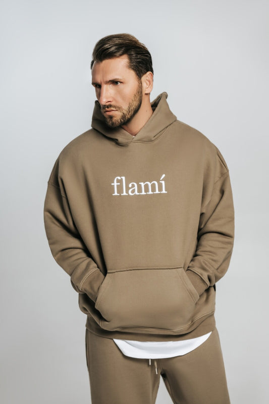 Oversized Hoodie - Brown White